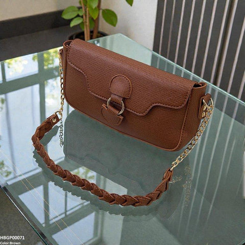 HBGP00071 Willow Strap Jute Armpit Bag Brown