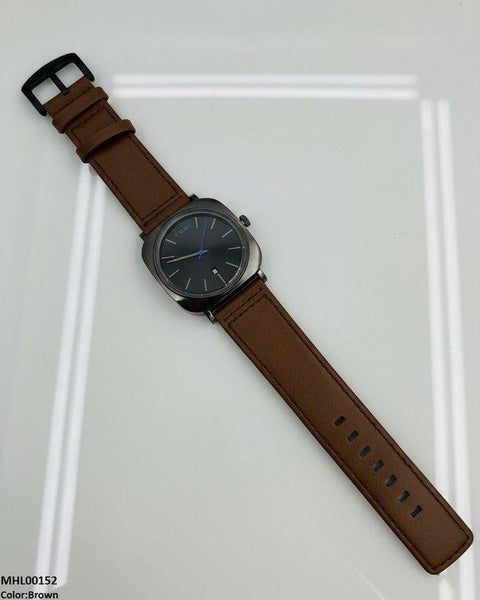 MHL00152 HWR Round/Square Leather Strap Men's Watch -  MHL