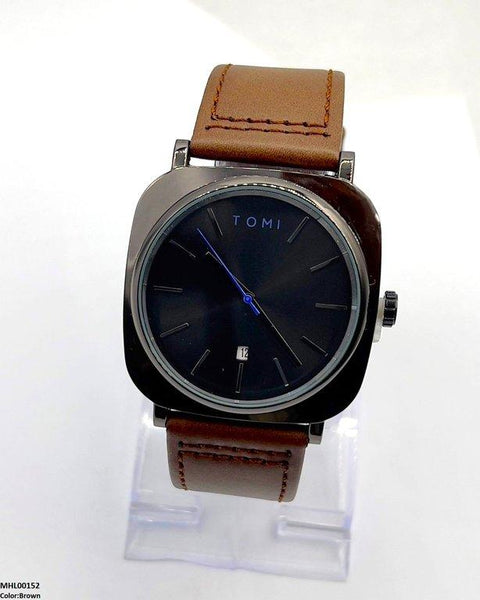 MHL00152 HWR Round/Square Leather Strap Men's Watch -  MHL