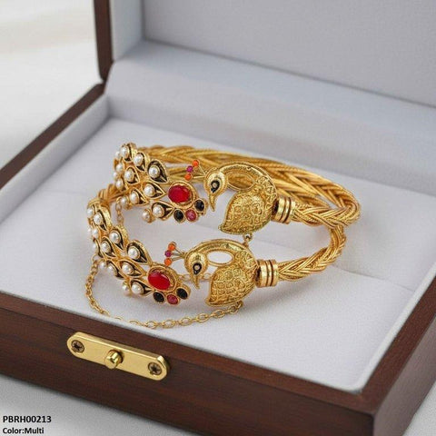 PBRH00213 MZM Peacock Round Bangles Set Adjustable - PBRH