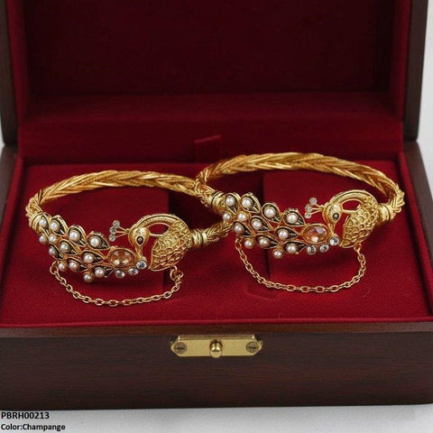 PBRH00213 MZM Peacock Round Bangles Set Adjustable - PBRH