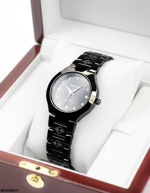 WHL00675 HWR Round Black Dial Women's Watch - WHL