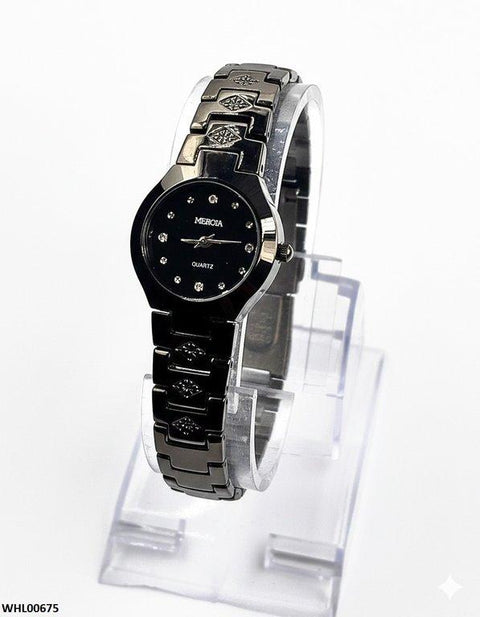 WHL00675 HWR Round Black Dial Women's Watch - WHL