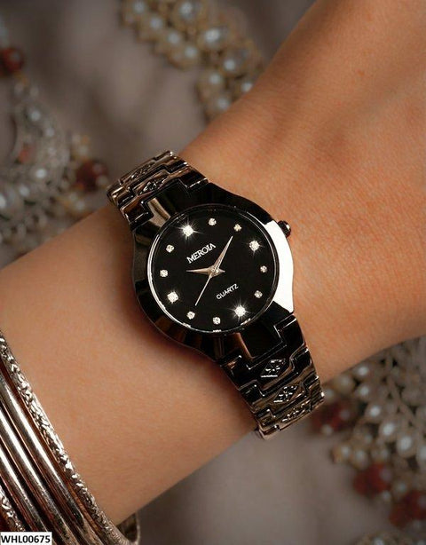 WHL00675 HWR Round Black Dial Women's Watch - WHL
