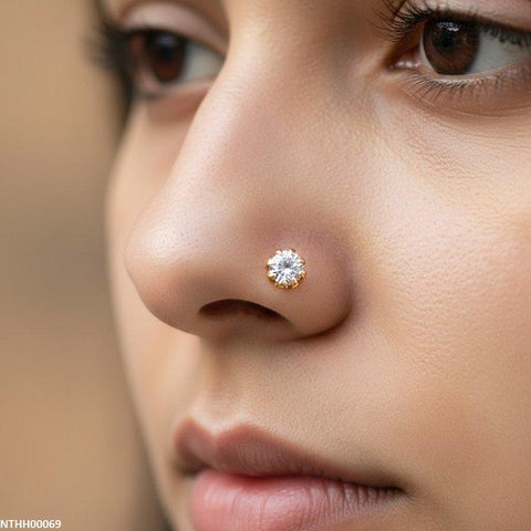 NTHH00069 FRN Round Stone Nose Pin - NTHH