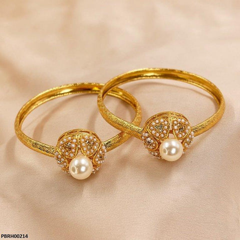 PBRH00214 MZM Pearl Flower Bangles Set - PBRH
