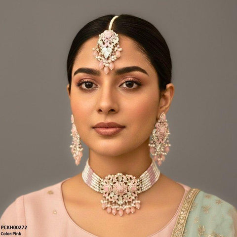 PCKH00272 SDQ Tear Flower Pearl Choker Set - PCKH