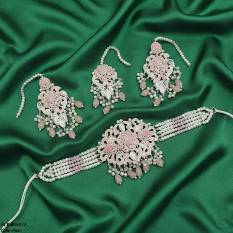PCKH00272 SDQ Tear Flower Pearl Choker Set - PCKH