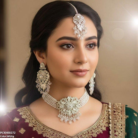 PCKH00272 SDQ Tear Flower Pearl Choker Set - PCKH