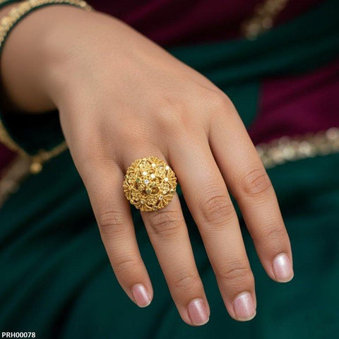 PRH00078 MZM Round Flower Ring Adjustable - PRH