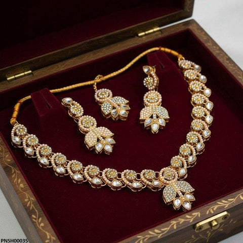 PNSH00035 MZM Tear Flower Necklace Set - PNSH