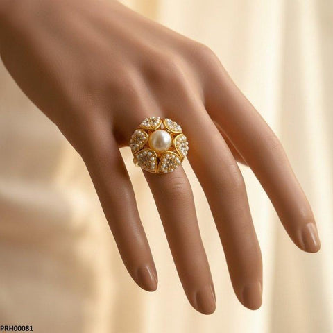 PRH00081 MZM Pearl Flower Ring Adjustable - PRH