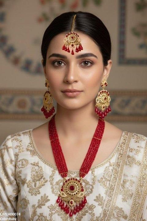 CMLH00074 MZM Flower Pearl Drop Mala Set  - CMLH