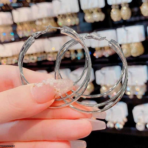 TEHH00492 YQG Round Layered Ear Hoops Pair - TEHH