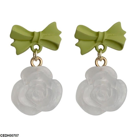 CEDH00707 YQG Bow Flower Drop Earrings - CEDH