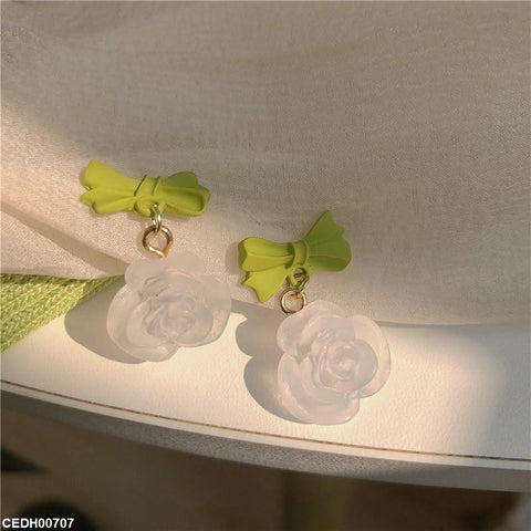 CEDH00707 YQG Bow Flower Drop Earrings - CEDH