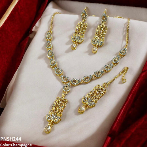 PNSH244 FRN Tear Drop Necklace Set - PNSH