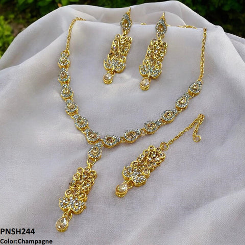 PNSH244 FRN Tear Drop Necklace Set - PNSH