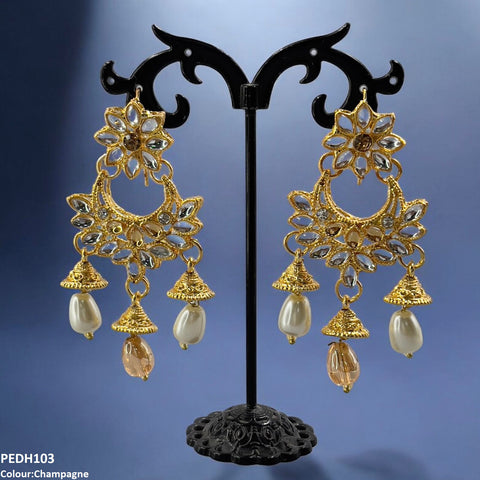 PEDH103 FRN Jhumki Pearl Drop Earrings  - PEDH