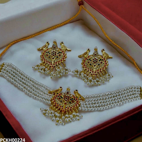 PCKH00224 MZM Multi Stone Pearl Choker Set - PCKH