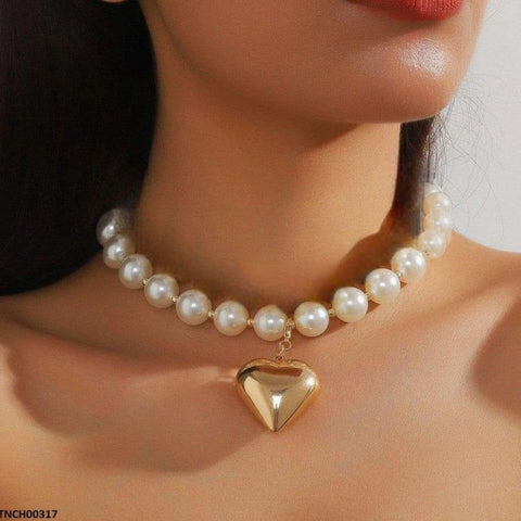 TNCH00317 YJJ Pearl Heart Necklace - TNCH