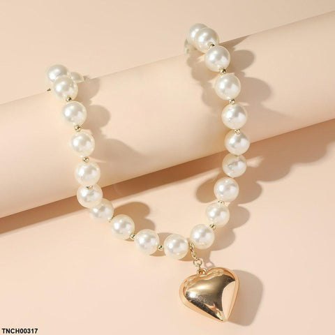 TNCH00317 YJJ Pearl Heart Necklace - TNCH