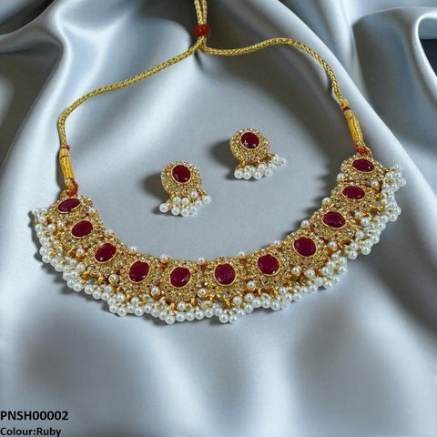 PNSH00002 FRN Oval Pearl Drop Necklace Set - PNSH