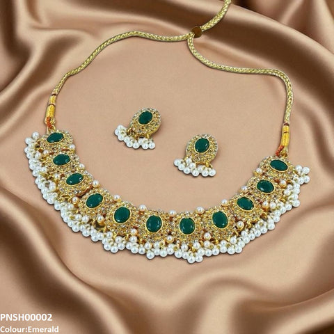 PNSH00002 FRN Oval Pearl Drop Necklace Set - PNSH