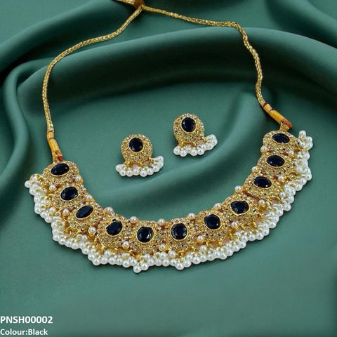 PNSH00002 FRN Oval Pearl Drop Necklace Set - PNSH