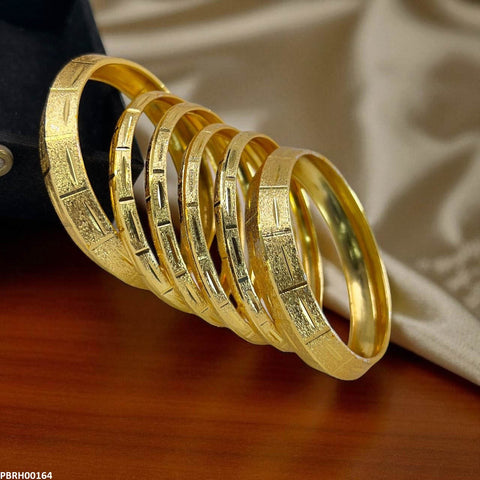 PBRH00164 MZM Gold Bangles 6 Pcs Set - PBRH