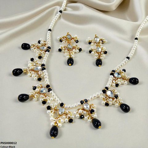 PNSH00012 SDQ Pearl Drop  Necklace Set - PNSH