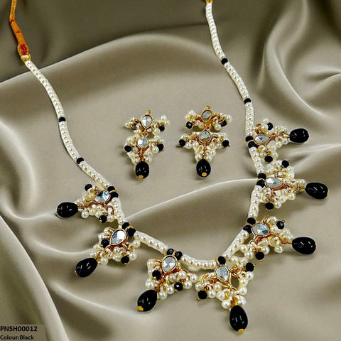 PNSH00012 SDQ Pearl Drop  Necklace Set - PNSH