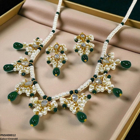 PNSH00012 SDQ Pearl Drop  Necklace Set - PNSH