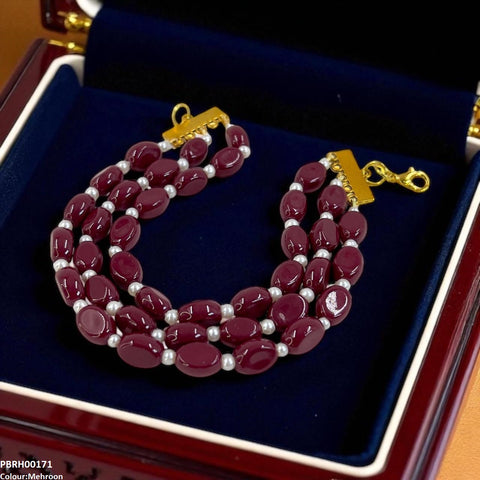 PBRH00171 FRN Triple Strand Beaded Bracelet - PBRH
