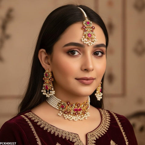 PCKH00227 SDQ Flower Chokar set - PCKH