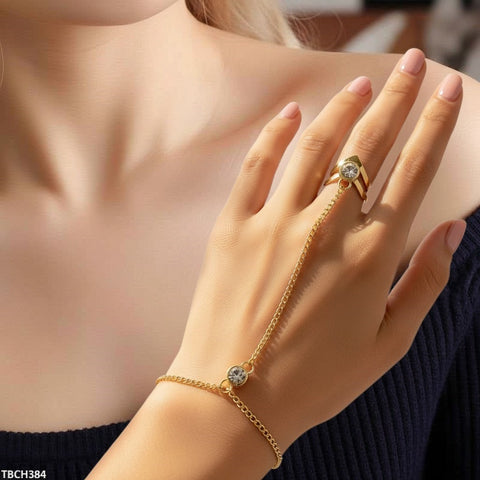 TBCH384 QWN Round Bracelet With Leaf Ring - TBCH