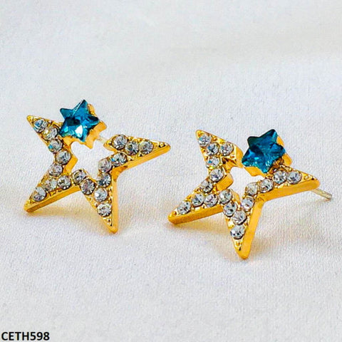 CETH598 BTO Half Star Ear Tops Pair - CETH