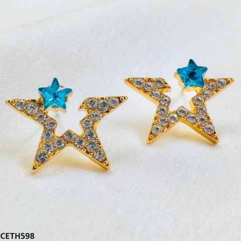 CETH598 BTO Half Star Ear Tops Pair - CETH