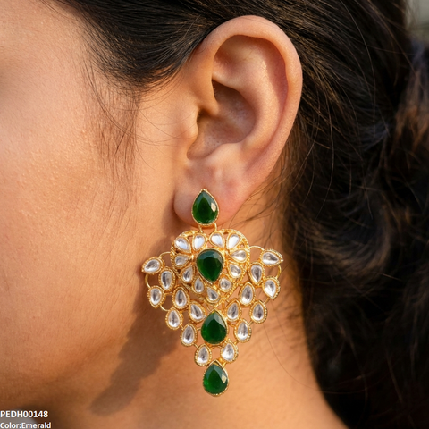 PEDH00148 FRN Heart Tear Drop Earrings - PEDH