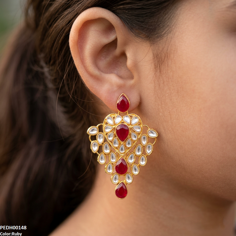 PEDH00148 FRN Heart Tear Drop Earrings - PEDH