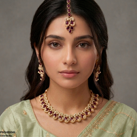 PNSH00046 MZM Tera Stones Necklace Set - PNSH