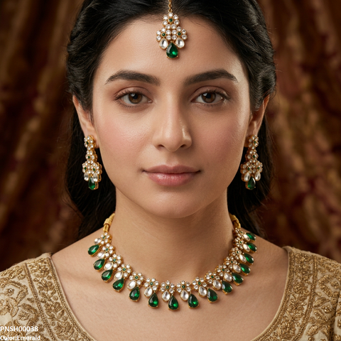 PNSH00038 FRN Flower/Tear Necklace Set - PNSH