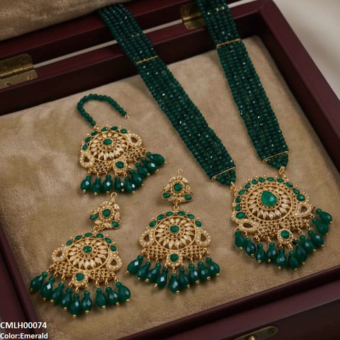 CMLH00074 MZM Flower Pearl Drop Mala Set  - CMLH