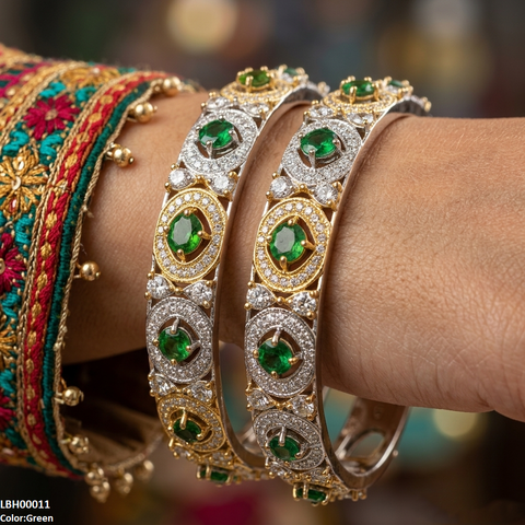 LBH00011 ANI Imp Round Stone Bangle Set - LBH