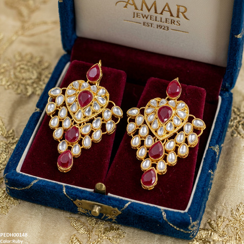 PEDH00148 FRN Heart Tear Drop Earrings - PEDH