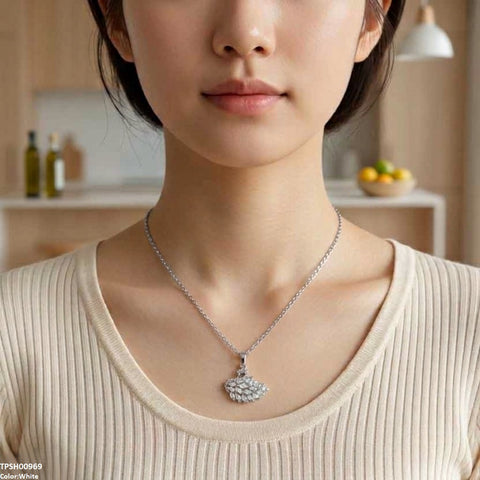 TPSH00969 TNR Stainless Steel Zircon Duck Pendant - TPSH