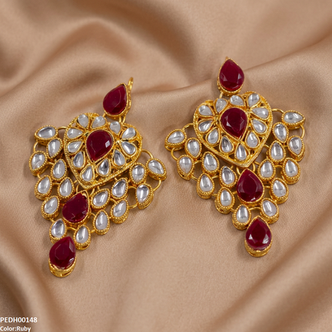 PEDH00148 FRN Heart Tear Drop Earrings - PEDH