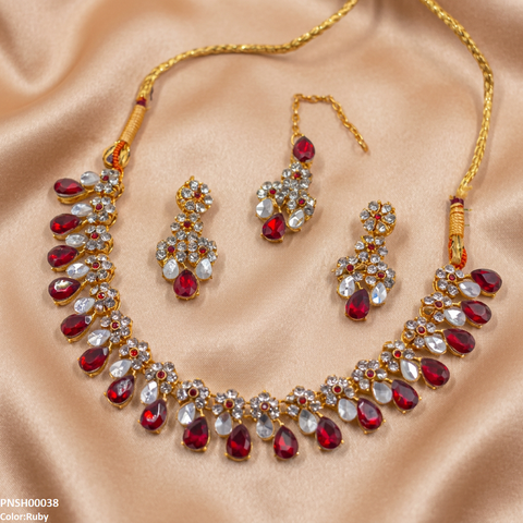 PNSH00038 FRN Flower/Tear Necklace Set - PNSH