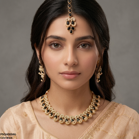 PNSH00046 MZM Tera Stones Necklace Set - PNSH
