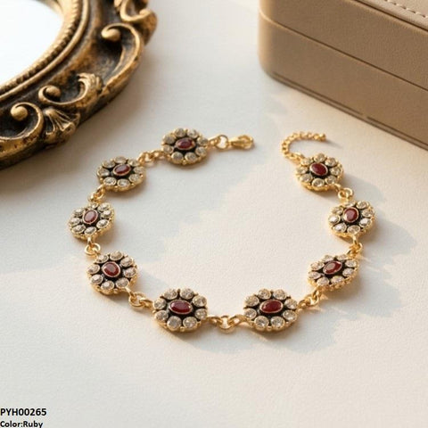 PYH00265 ABD Oval Flower Single Anklet - PYH